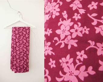 Vintage 70s Burgundy Pink Floral Cotton 3.6 meters x 90cm wide  25% Off Purchasing 2 or more items MORETHANONE25