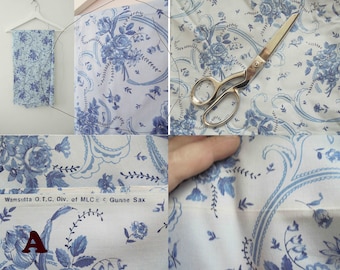 Blue Cotton Monochrome Floral Gunne Sax Fabric Wamsutta 110cm x 3 meters 25% Off Purchasing 2 or more items MORETHANONE25