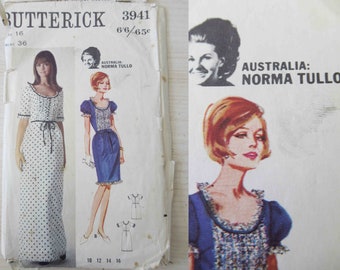 Butterick 3941 1960s Norma Tullo Dress Making Pattern Size 16 Cut 25% Off Purchasing 2 or more items MORETHANONE25