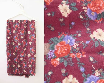 Vintage 70s 80s Brushed Winter Cotton Burgundy Floral 2.8 meters 106cm + selvage 25% Off Purchasing 2 or more items MORETHANONE25