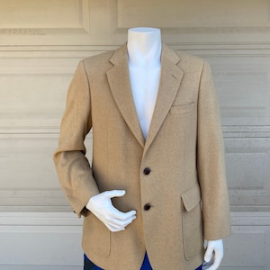 Vintage Classic Camel Cashmere Blazer Sport Coat by Dimitri Malibu Clothes Beverly Hills Size 42R