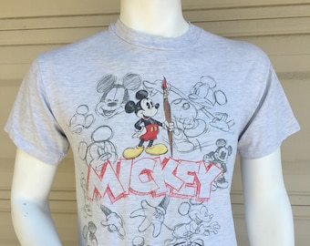 Vintage 80s Mickey Mouse T-Shirt Drawing Mickey Unisex Size Medium