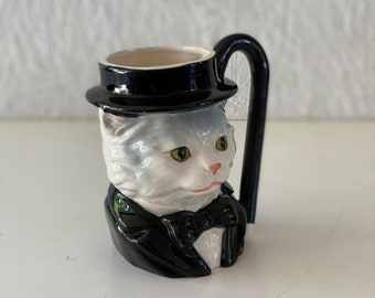 vintage Haut de forme chat Mug Grande tasse de café et de thé 1980 Tasse en céramique de 20 oz chaton formel