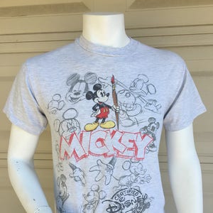Vintage 80s Mickey Mouse T-Shirt Drawing Mickey Unisex Size Medium
