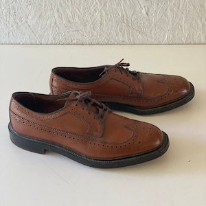 Vintage 60s 70s Sears Wingtips Brown Leather Brogue Oxford Dress Shoes Size 8 C