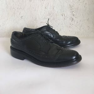 Vintage Men's Black Wingtip Oxford Shoes Size 7 1/2 C FREE - Etsy