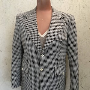 Vintage Sport Mantel 60er 70er Diamant Print Blazer Vintage Bräutigam Sportjacke 39S