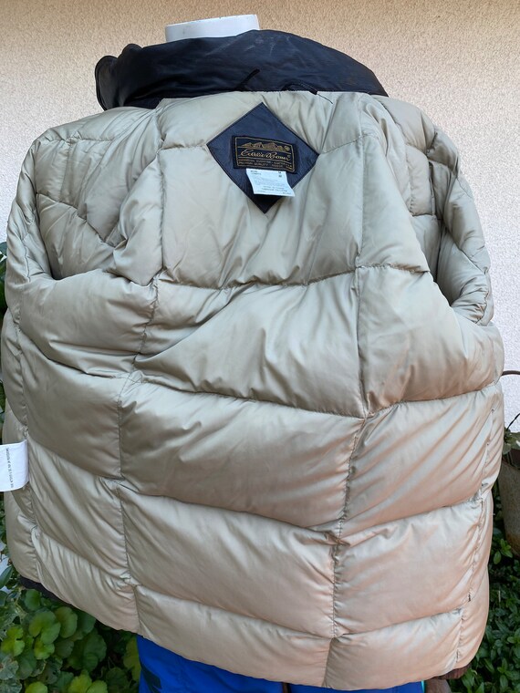 Vintage 90s Eddie Bauer Leather Goose Down Jacket Dar… - Gem
