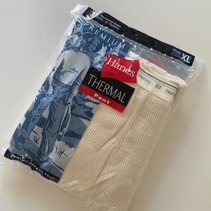 Vintage NIP 90s Thermal Underwear Premium Hanes Thermal Pant White Long Johns Size XL 42-44