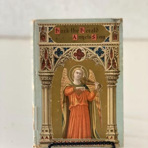 Vintage Antique 1907 Hark the Herald Angels Sing Book Metallic Gold Print Christmas Book by Charles Wesley