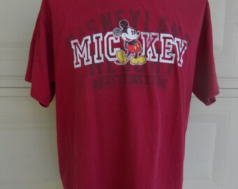 Men's Mickey Mouse Shirt 80s Disneyland TShirt Cranberry Red Size Large