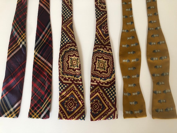 Vintage 40s 50s Silk Bow Tie Collection Lot of 3 A
