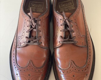 Sears Vintage Size 12 Wingtip Brown Wingtip Oxford Brogue Dress Shoes sku 4185 Vintage Sears Mens Brown Pebble Leather Oxford Wingtip Dress  main image 3