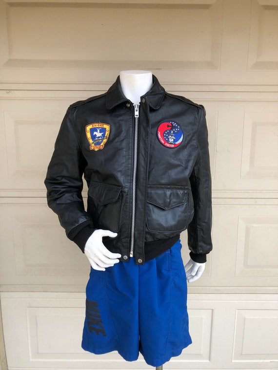 Vintage 70s Schott Flight Jacket Black Apache Mil… - image 3