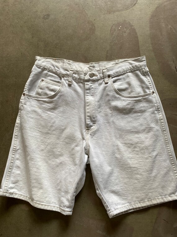 Vintage White Wrangler Jean Shorts with Top Stitch