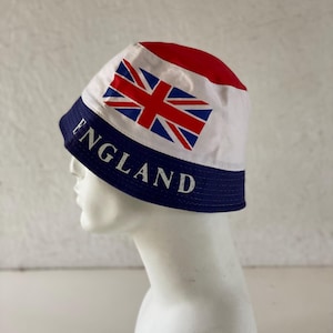 Vintage London England Bucket Hat Red White Blue England Flag Souvenir Hat Size Medium