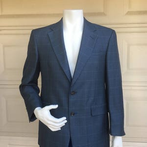 Vintage Men&#39;s Burberrys&#39; Blue & Black Prorsum Houndstooth Sport Coat Jacket 38S