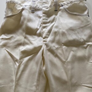 Vintage 70s White Wrangler Flared Jeans Blue Contrast Stitch Woven Trousers Waist 36 36x30.5 image 4