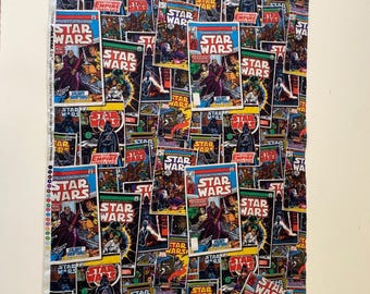 Vintage Star Wars Fabric:  Comic Book Cover Print Remnant 21" wide by 36" long material