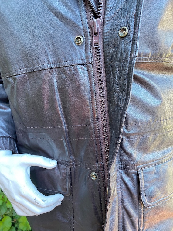 Vintage 90s Eddie Bauer Leather Goose Down Jacket Dar… - Gem