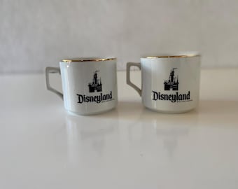 Pair of Vintage Disneyland Mugs Coffee Tea Cups with Golf Rim