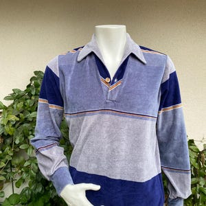 Vintage 80s Velour Long Sleeve Half Zip Polo Shirt - Sz L Vintage 80s Velour Long Sleeve Half Zip Polo Shirt - Sz L