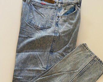 Vintage Acid Wash Wranglers Light Wash Denim Blue Jeans Tapered Leg Size 38x34