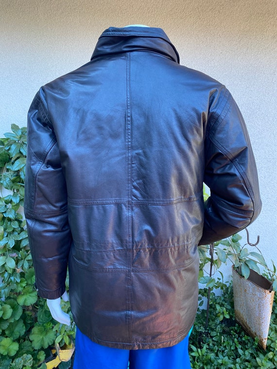 Vintage 90s Eddie Bauer Leather Goose Down Jacket Dar… - Gem