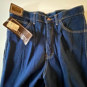 Vintage NWT Rigolletto Jeans Dark Wash High Waisted Straight Leg Contrast Top Stitching 32x36