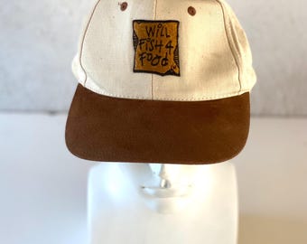 Vintage "Will Fish for Food" Patch Snapback Cap One Size Fits All
