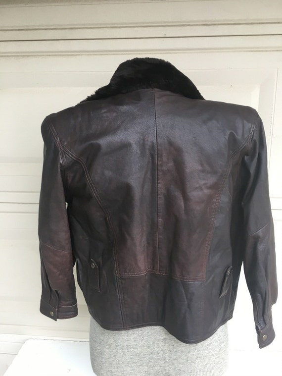 Vintage 70s 80s Dark Brown Genuine Leather and Fa… - image 5