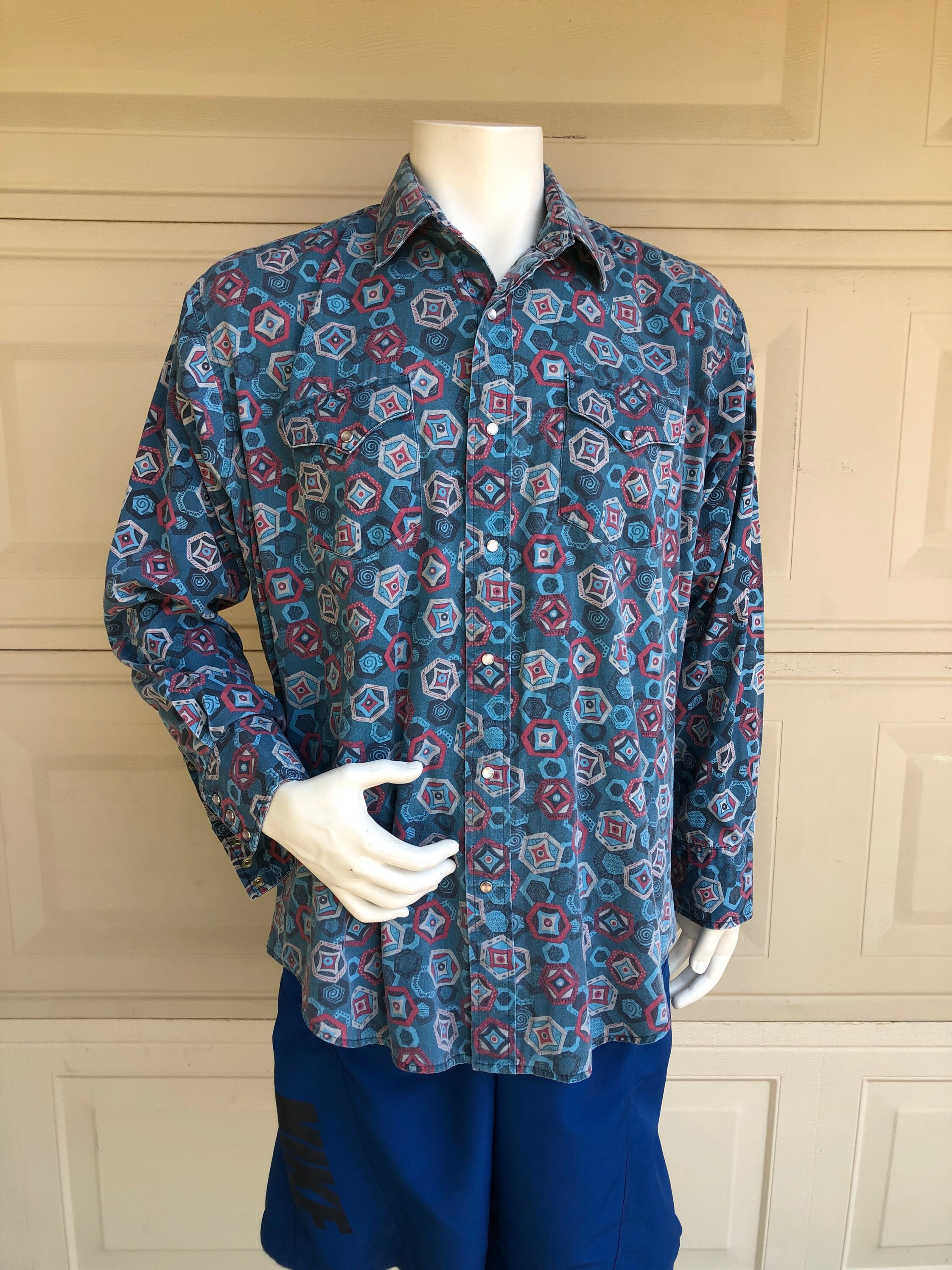 Vintage Geometric Print Western Shirt 