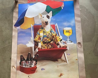 vintage Spuds MacKenzie Poster Beach Bum Bud Lite Beer Party Animal Poster