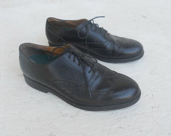 Vintage Men's Black Towncraft Lites Wingtip Dress Shoes 11 M FREE SHIPPING