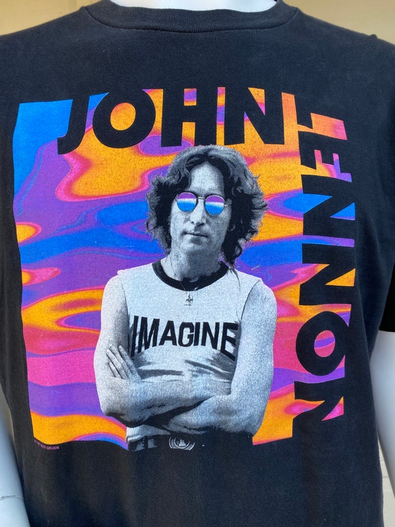 Vintage 90s John Lennon Imagine Tshirt // 1997 Bob Gruen // Black