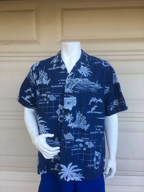 Hawaiian Shirt Vintage Chart of the Hawaiian Isle… - image 1