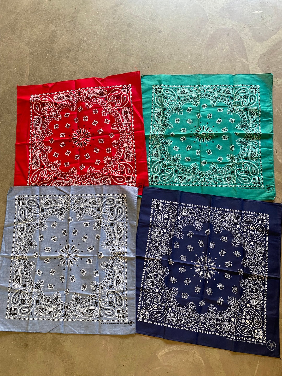 Vintage Deadstock Bandana Scarf New Unused Cotton Hav A Hank