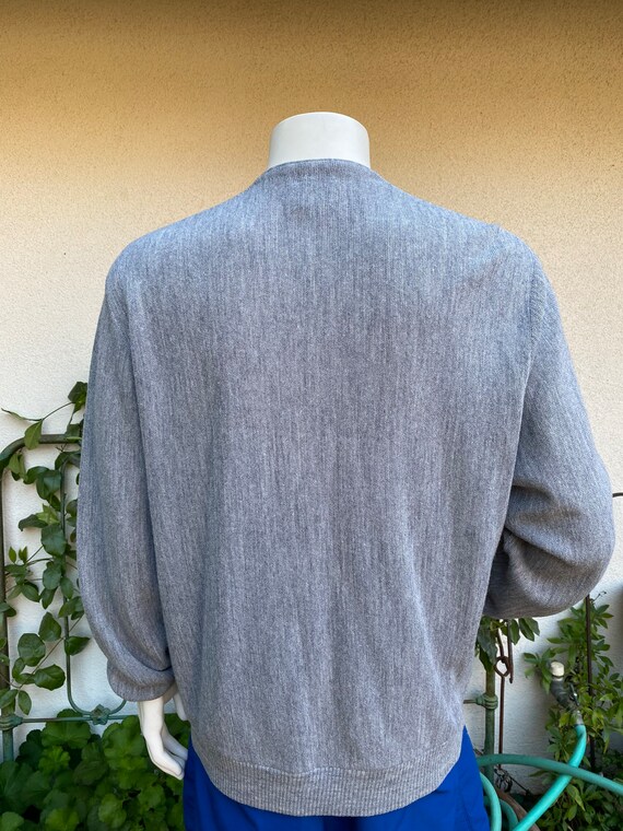 Vintage Marled Gray Cardigan Sweater V Neck Butto… - image 2