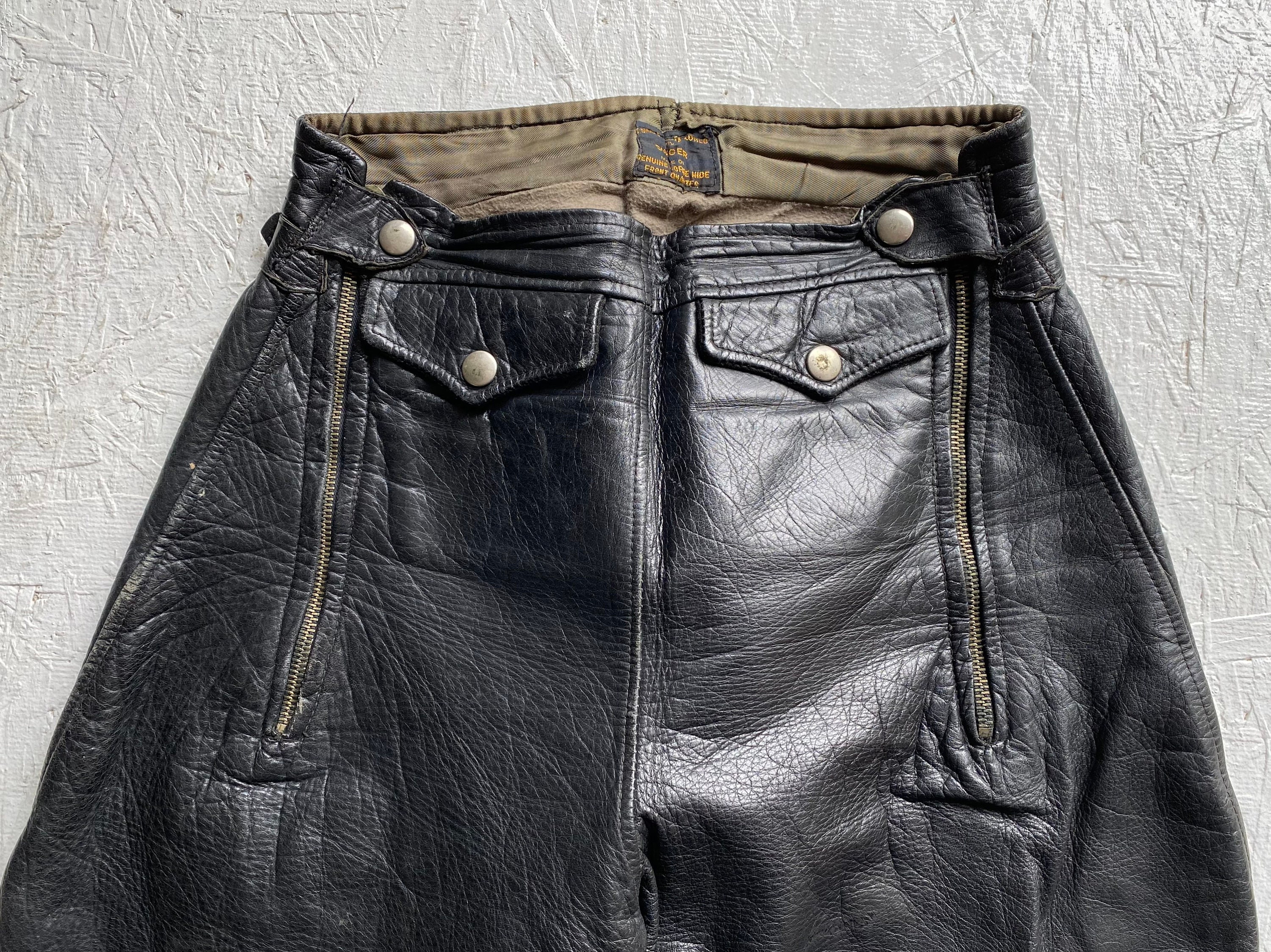 Vintage 40s Singer Motorcycle Breeches // 1940s Black Leather - Etsy