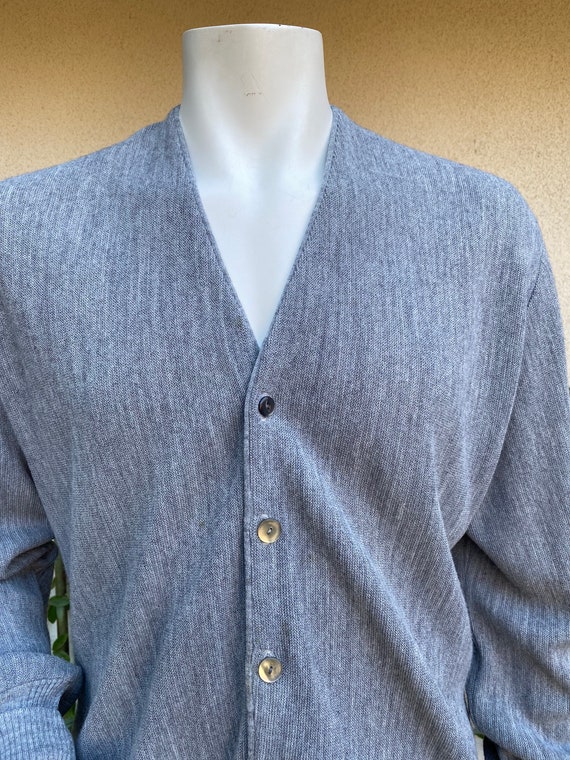 Vintage Marled Gray Cardigan Sweater V Neck Butto… - image 5