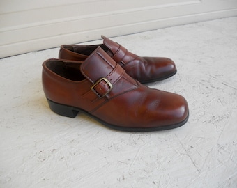 Vintage Men's Brown Roblee Dress Buckle Shoes 8 1/2 D FREE SHIPPING