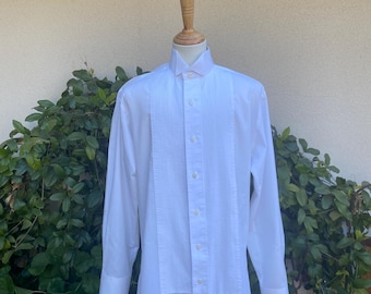 Vintage White Tuxedo Shirt Wing Tip Collar by Classix Mens Size XS Boys Size L 13-13 1/2 30/31