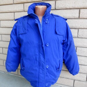 Vintage Men&#39;s Navy Blue Down Jacket Puffy Coat Rugged Spirit Size Large
