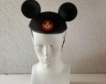 Vintage Kids "Bob" Embroidered Disneyland Mickey Mouse Ears Hat with Chin Strap