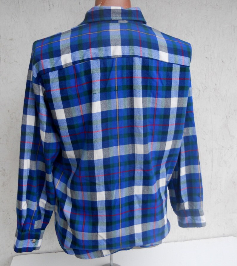 Men/'s Blue Plaid Shirt Blue Button Down Saugatuck Drygoods Size Medium