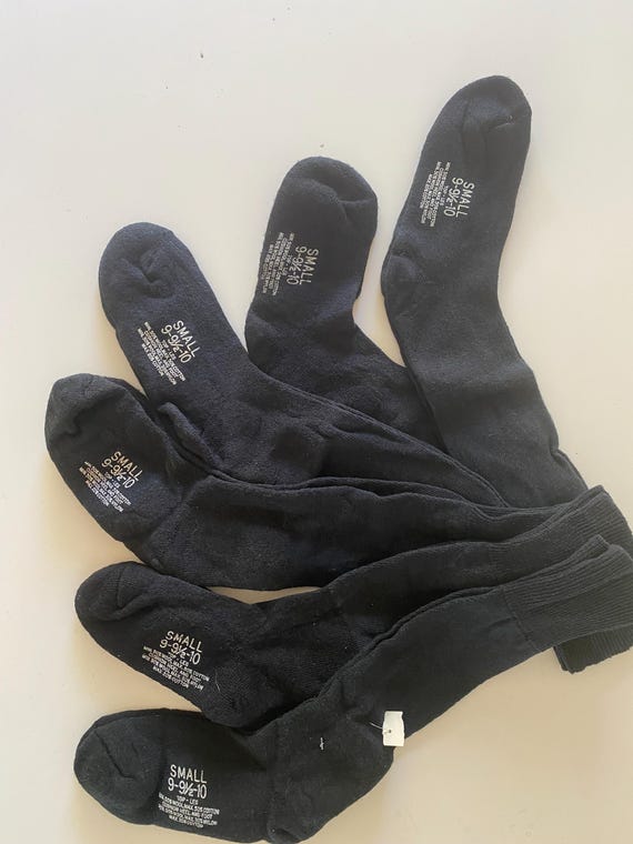 Vintage Deadstock Black Wool Socks Long Boot Socks General Store Mens Size 9-10