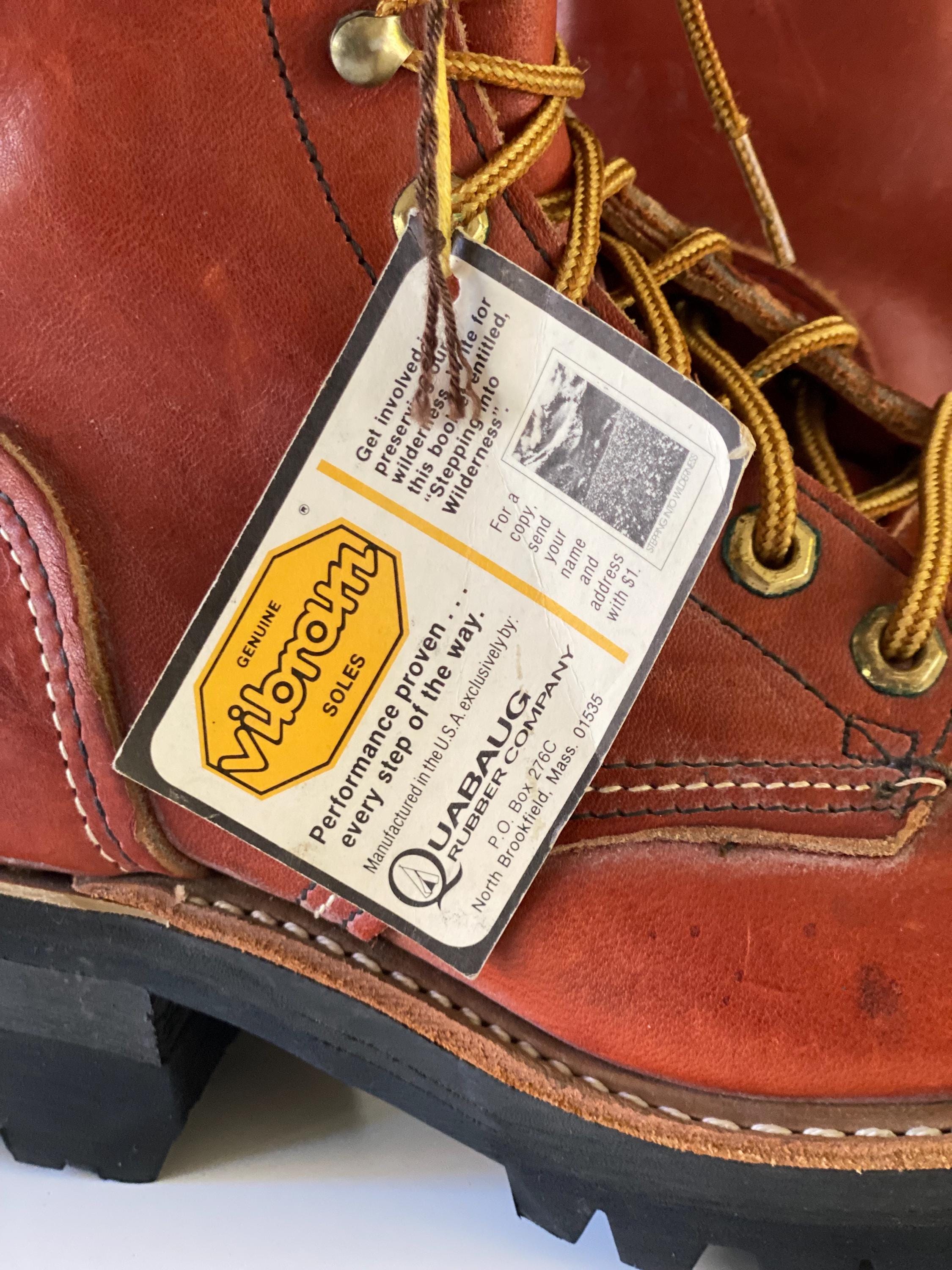 Men\'s Retro Thrashed Distressed Vintage Leather Logger Work Boot 9.5 Vibram Vintage NOS Walker Leather Logger Work Boots Vibram Soles  main image 3