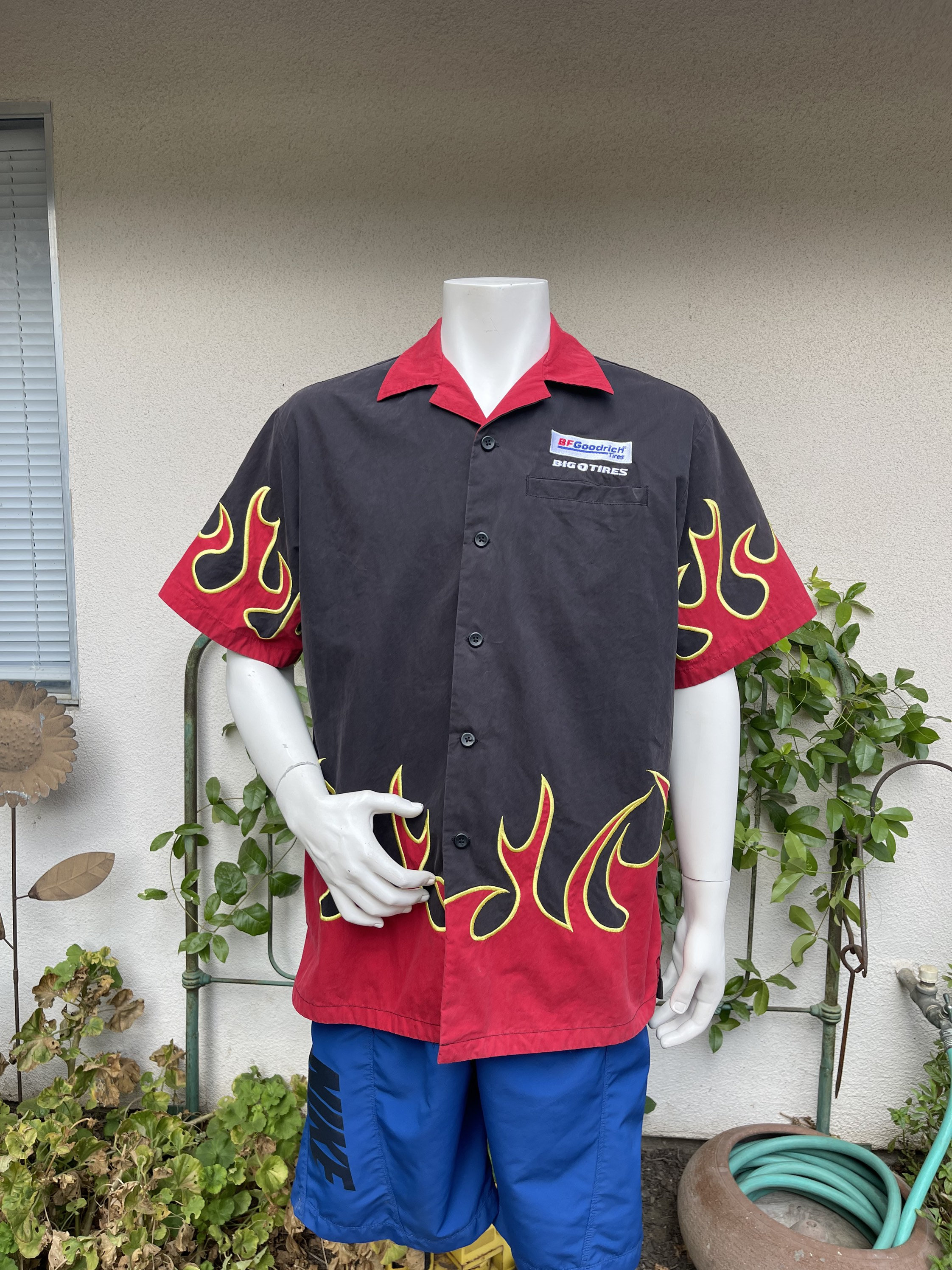 Personalized Flame Bowling Shirt for Men Bowling Shirts Short Sleeve F -  Gearcape