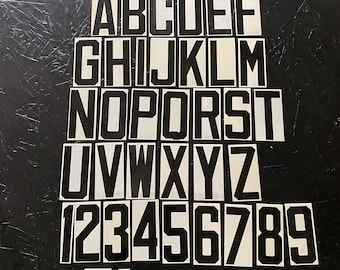 Vintage 4 1/4" Unitype Metal Sign Letters, Numbers & Punctuation Marks Black on White