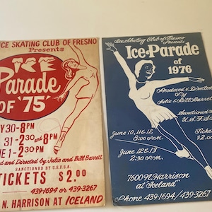 Vintage 1975 1976 Ice Skating Parade Poster Wall Handing Poster Board Wall Art Fresno CA 14&quot;x22&quot;